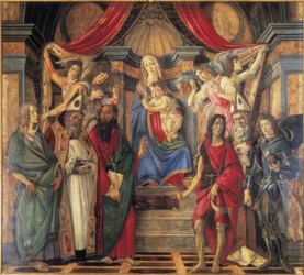 Thronende Madonna mit dem Kinde, Engeln und den Heiligen